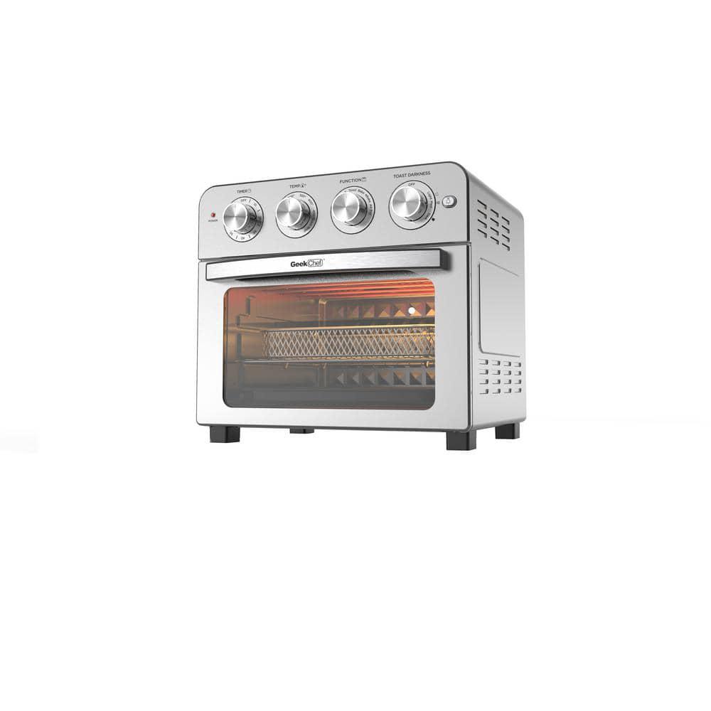24.5 qt. Silver Air Fryer Oven Countertop Toaster Oven Stainless Steel Geek Chef with 3-Rack Levels and 16 Preset Modes