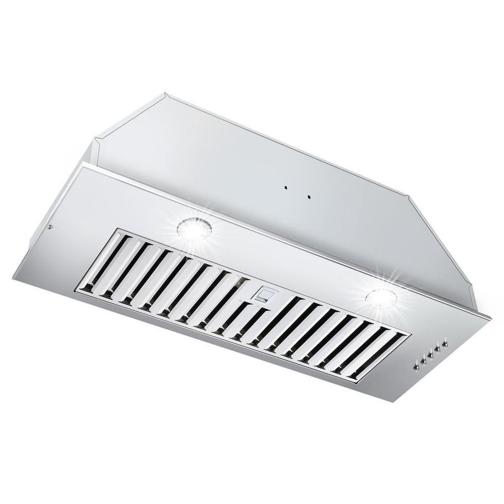 30 in. 600 CFM 3-Speed Insert Range Hood with Removable Baffle Filters and LED Lights in Stainless Steel