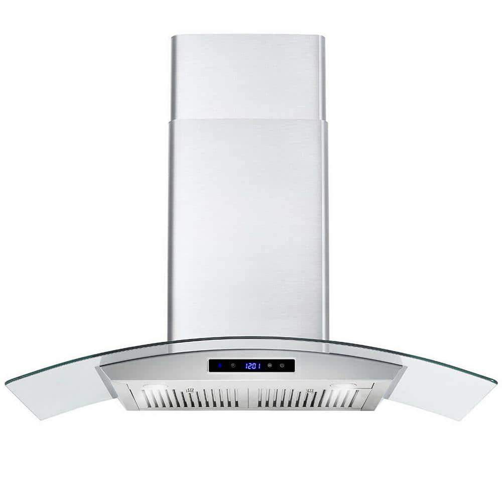 30 in. 700 CFM Wall Mounted Range Hood in Silver with Touch Controls, LED Lighting