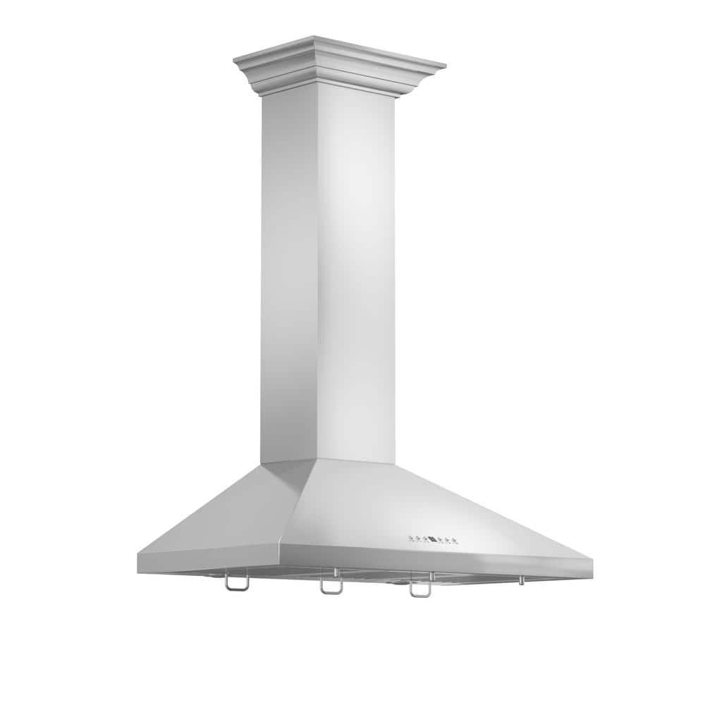 ZLINE Kitchen and Bath 36  Convertible Vent Wall Mount Range Hood in Stainless Steel with Crown Molding (KL2CRN-36)