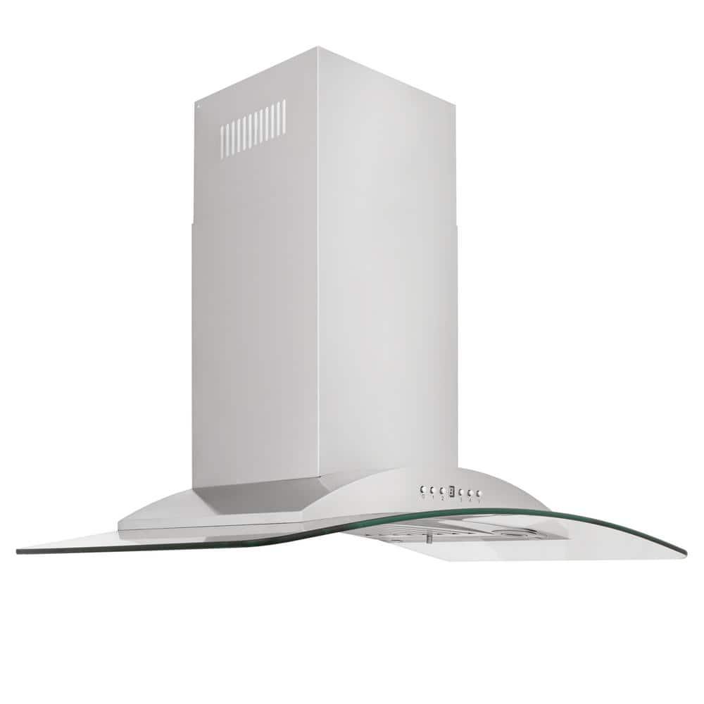 ZLINE Kitchen and Bath 36  Convertible Vent Wall Mount Range Hood in Stainless Steel and Glass