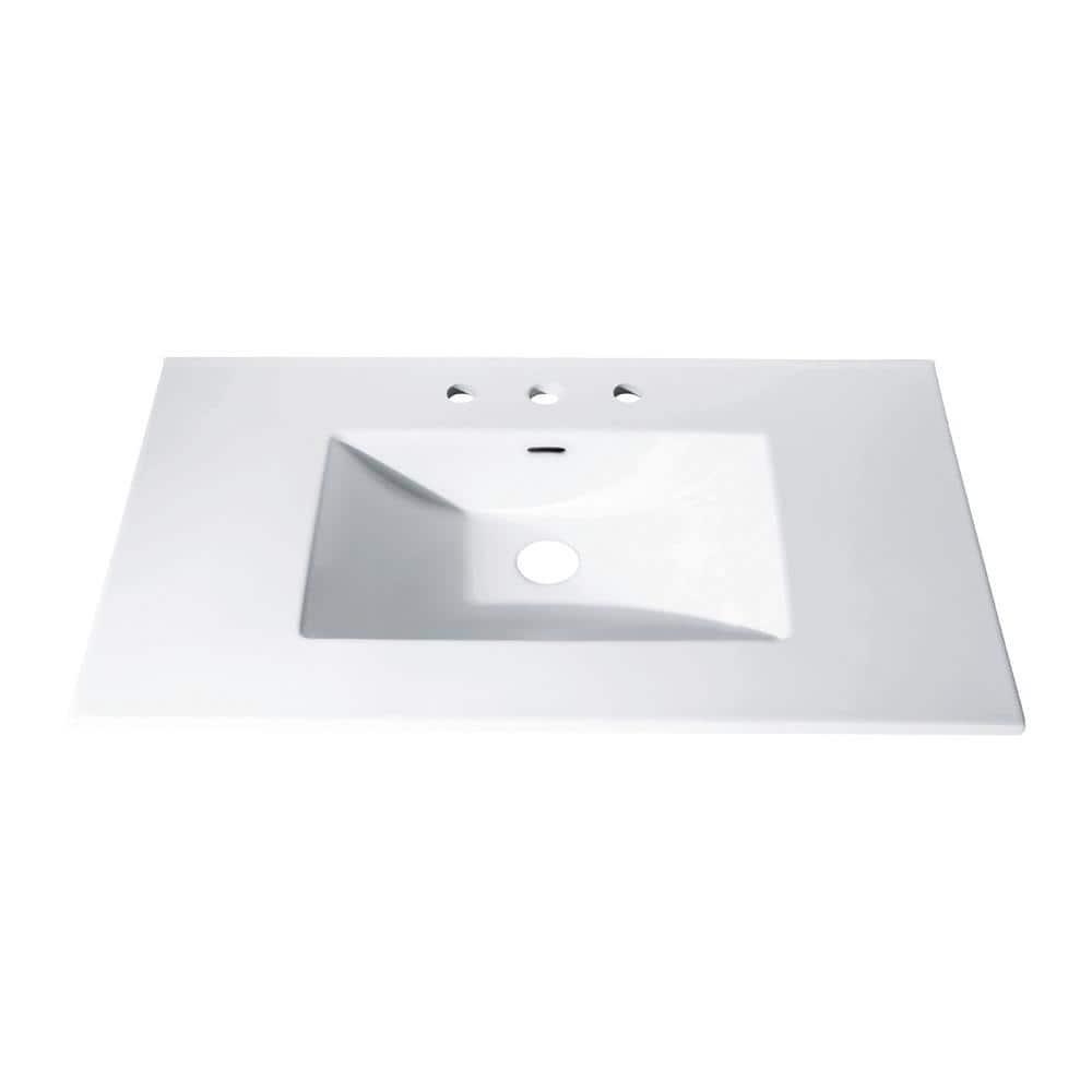 37 in. x 22 in. Vitreous China Vanity Top with Rectangular Bowl in White