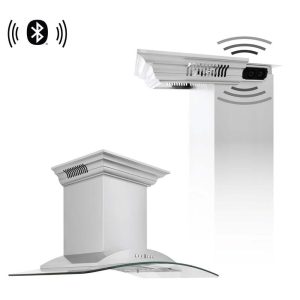 ZLINE Kitchen and Bath ZLINE 30in. Ducted Vent Wall Mount Range Hood in Stainless Steel w/ Built-in CrownSound Bluetooth Speakers (KNCRN-BT-30)